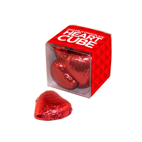 Promotional Mini Cube – Mini Milk Chocolate Hearts